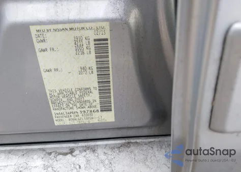 2015 Nissan Altima 2.5 S from USA, damaged, VIN 1N4AL3AP6FN397868